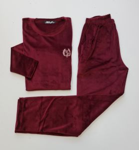 Alimer Bordo Kadın Kadife Pijama Takım