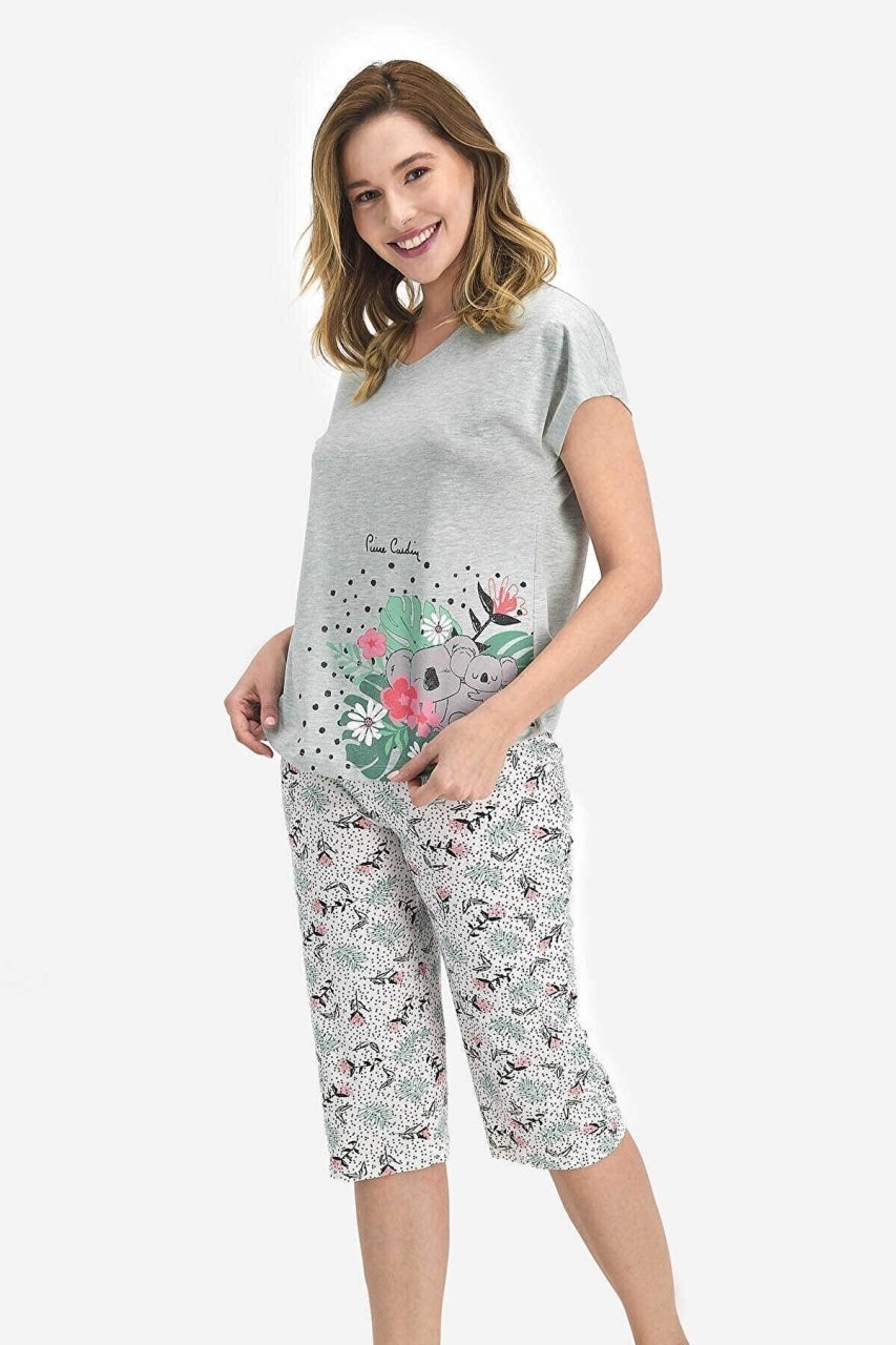 Pierre Cardin Kısa Kol Yazlık Kadın Kapri Pijama Takım