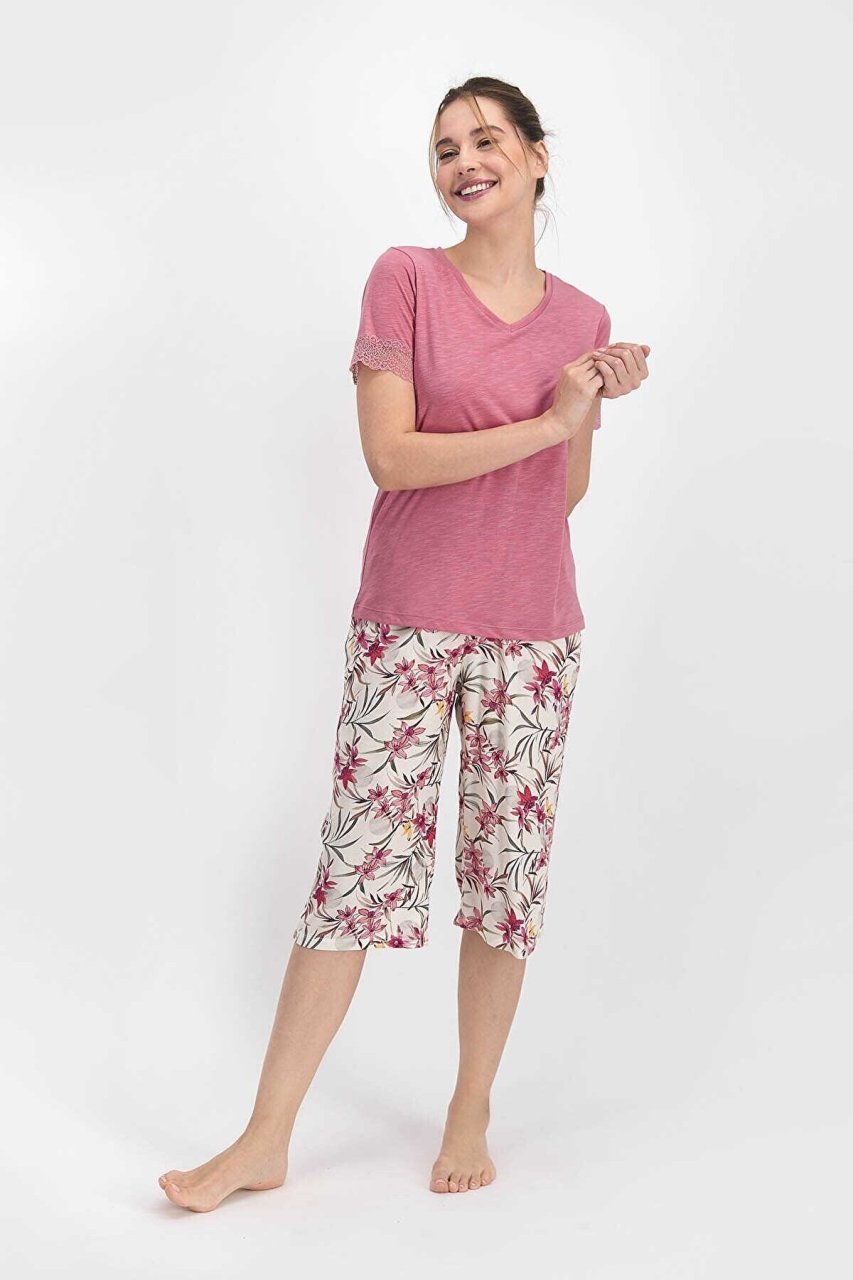 Arnetta Kısa Kol Yazlık Kadın Kapri Pijama Takım