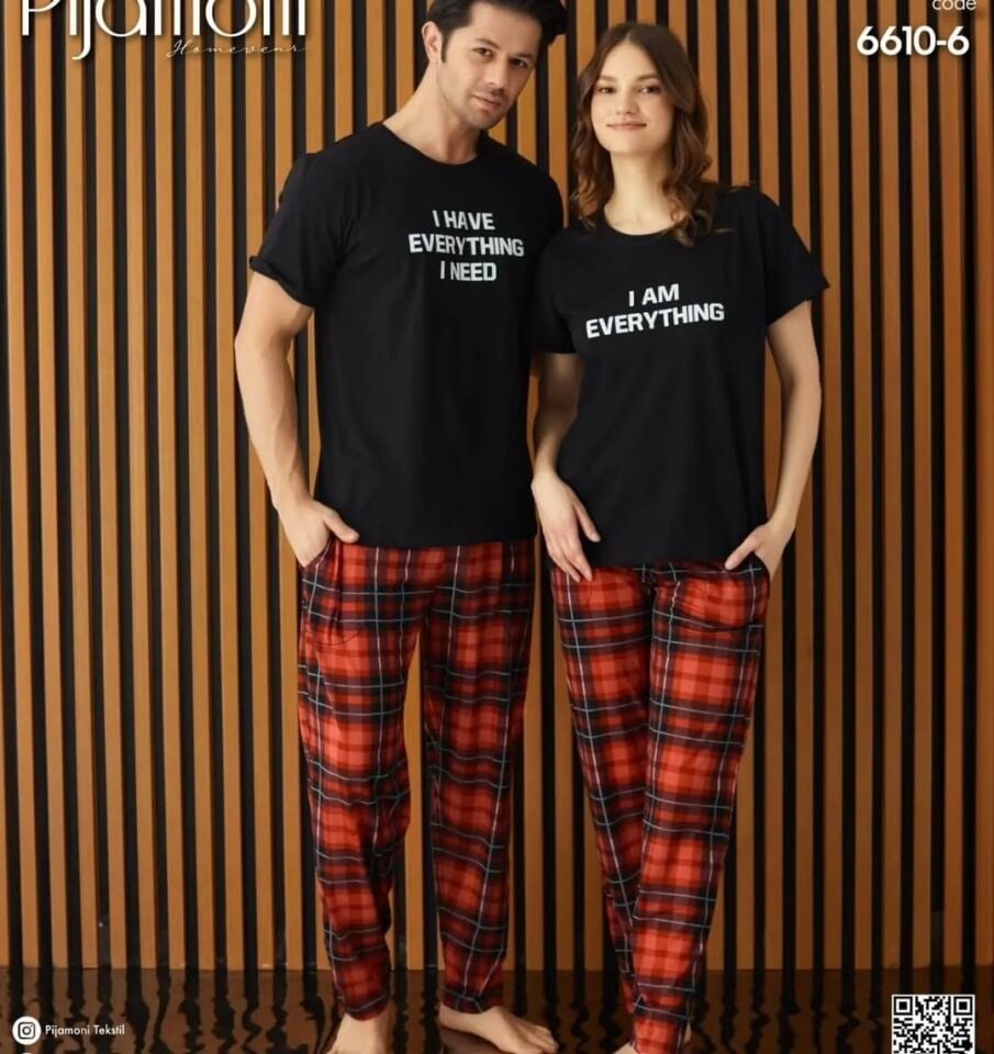 Pijamoni Kısa Kol Yazlık Kadın Pijama Takım