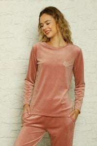 Alimer Pudra Kadın Kadife Pijama Takım