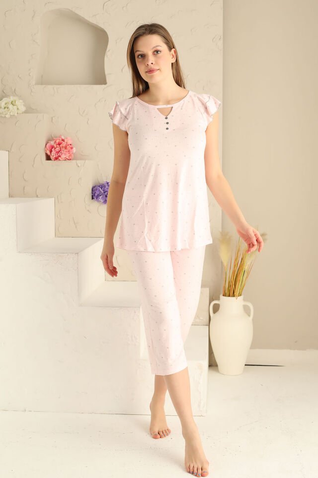 Alimer Kısa Kol Yazlık Kadın Kapri Pijama Takım