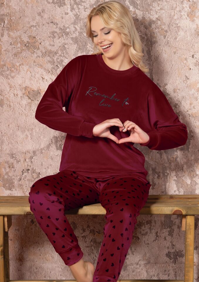 Kadın Kışlık Kadife Pijama Takım