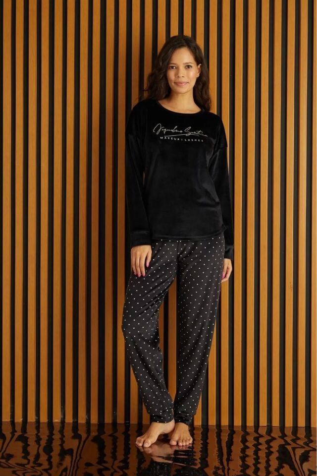 Pijamoni Kadın Kadife Pijama Takım