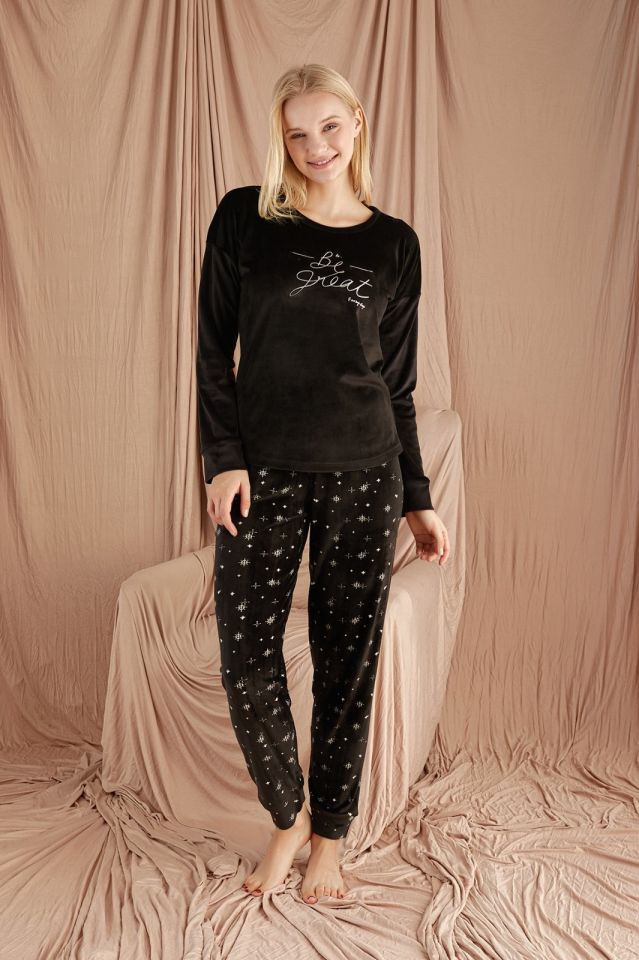 Pijamoni Kadın Kadife Pijama Takım
