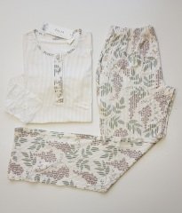 Feyza Yazlık Uzun Kol Bej Kadın Pijama Takım