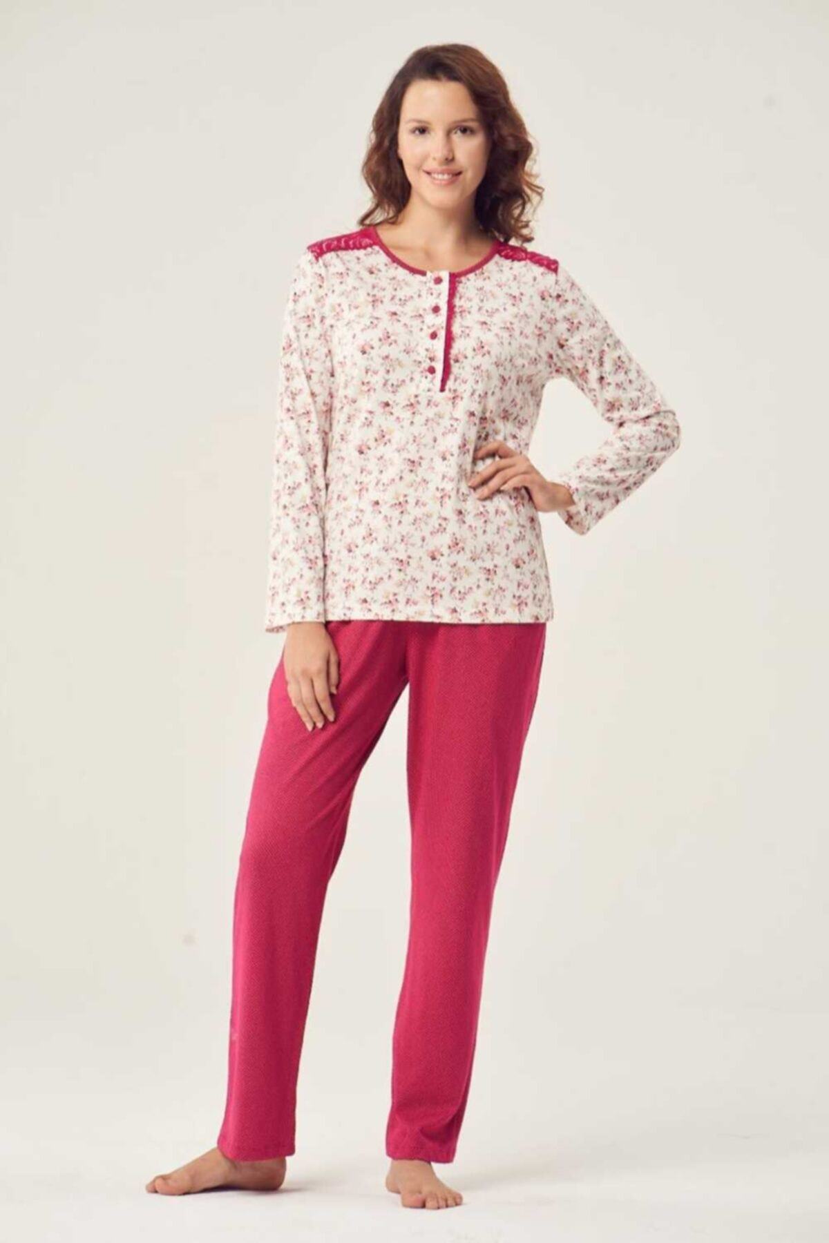 Pijadore Fuşya Uzun Kol Yazlık Kadın Pijama Takım