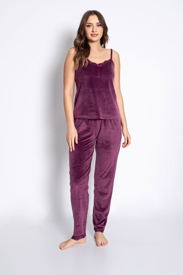 Pijamoni Kadın Kadife Üçlü Pijama Takım