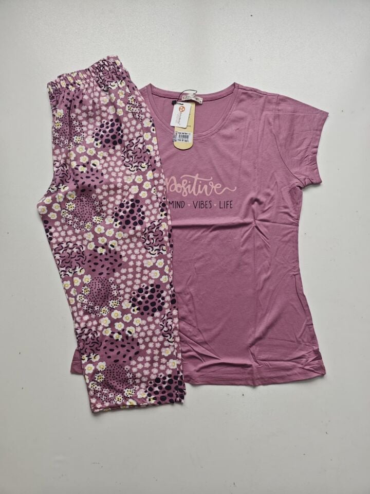 Over Sleep Uzun Kol Yazlık Kadın Kapri Pijama Takım
