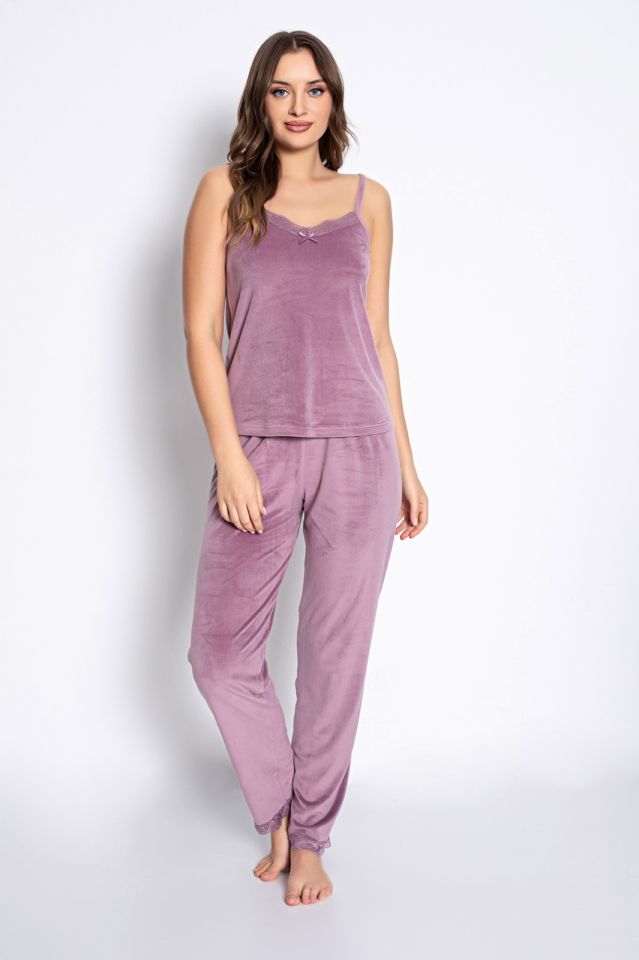 Pijamoni Kadın Kadife Üçlü Pijama Takım