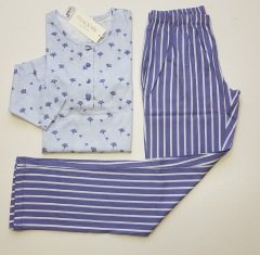 Pijadore Mavi Uzun Kol Yazlık Kadın Pijama Takım