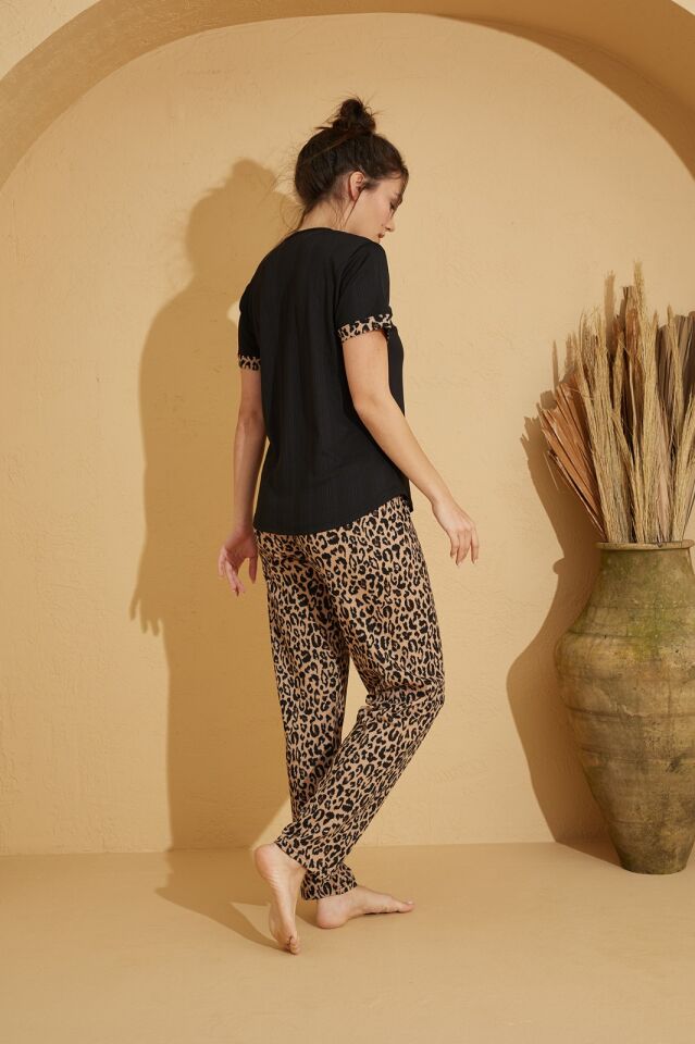 Pijamoni Kısa Kol Yazlık Kadın Pijama Takım