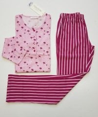 Pijadore Pembe Uzun Kol Yazlık Kadın Pijama Takım