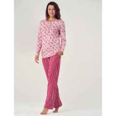 Pijadore Pembe Uzun Kol Yazlık Kadın Pijama Takım