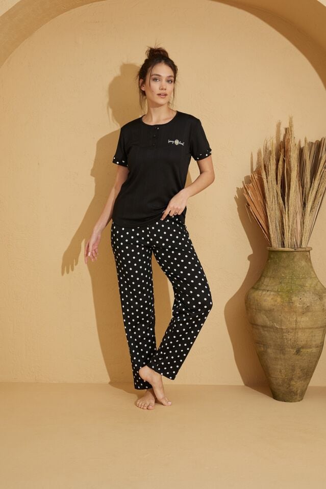 Pijamoni Kısa Kol Yazlık Kadın Pijama Takım