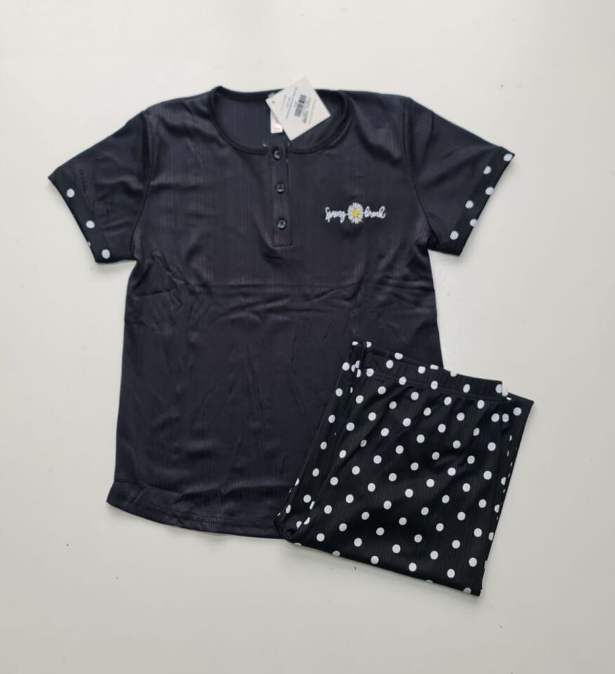 Pijamoni Kısa Kol Yazlık Kadın Pijama Takım