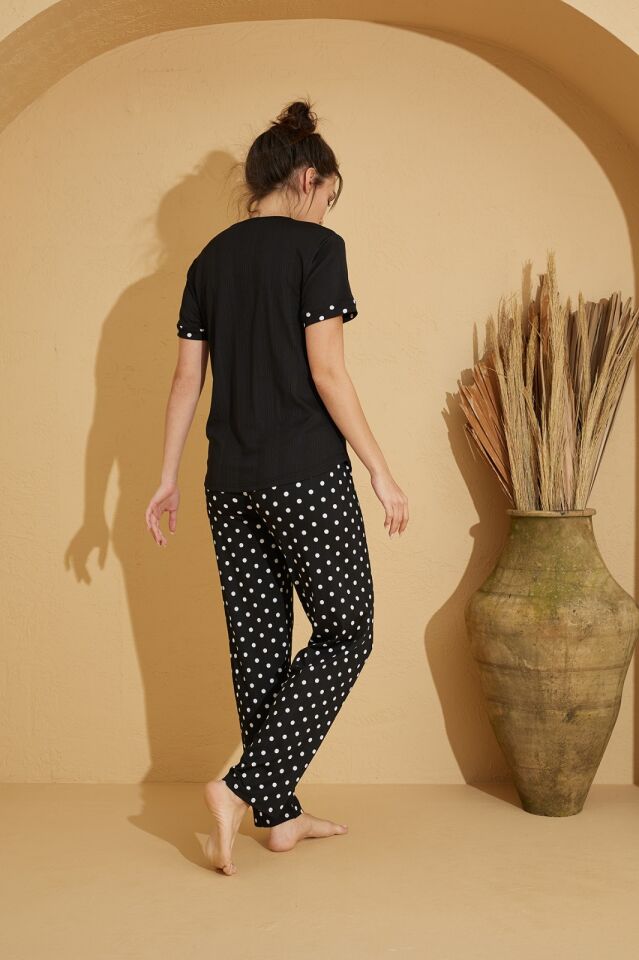 Pijamoni Kısa Kol Yazlık Kadın Pijama Takım