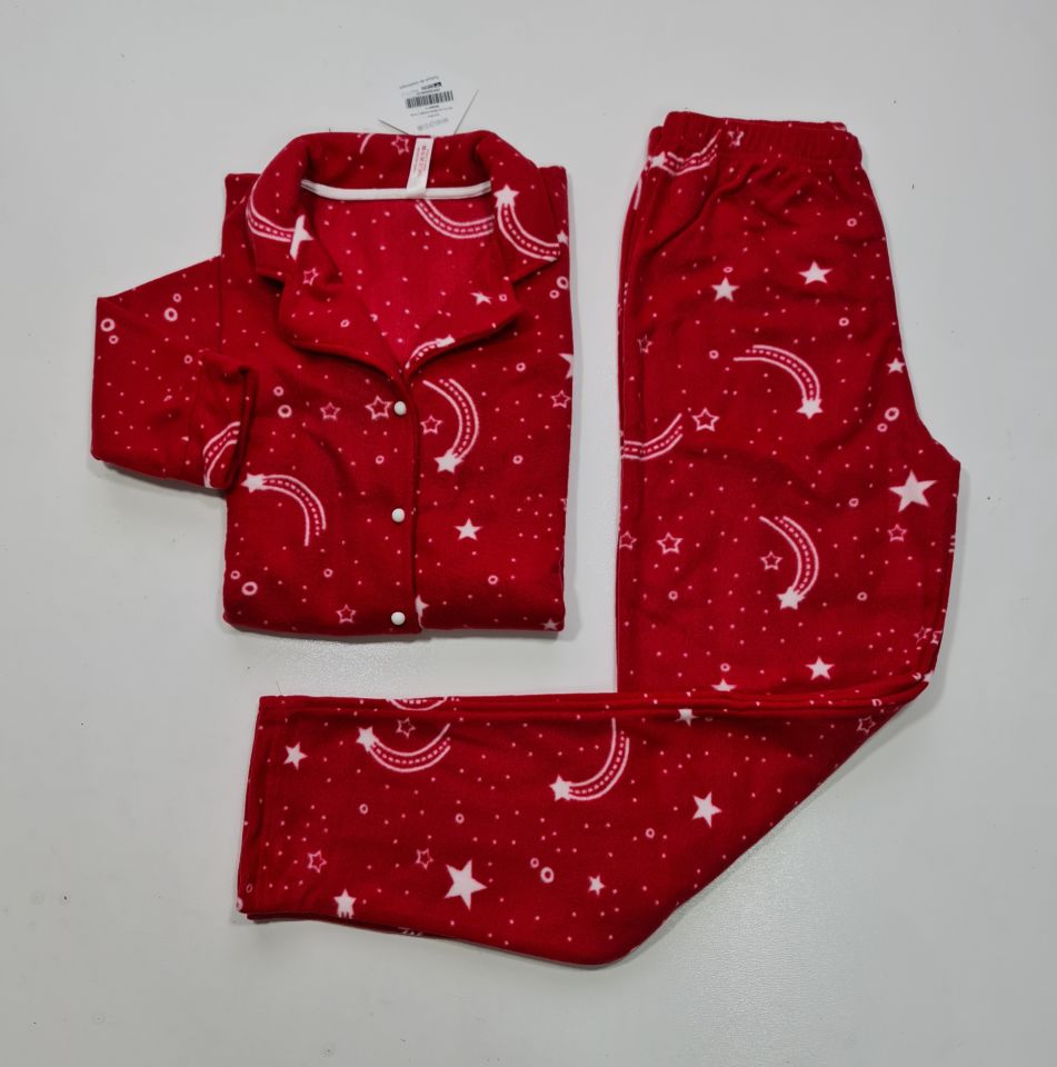 Pijamoni Kadın Önü Komple Düğmeli İnci Welsoft Pijama Takım