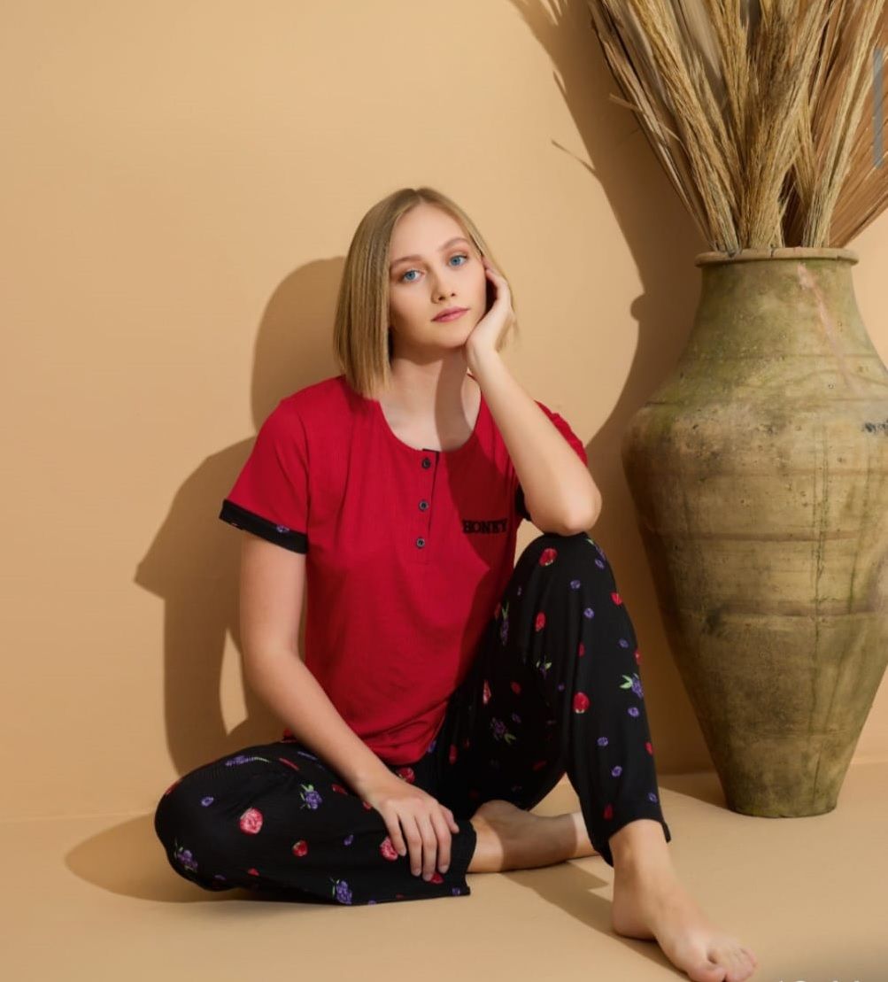 Pijamoni Kısa Kol Yazlık Kadın Pijama Takım