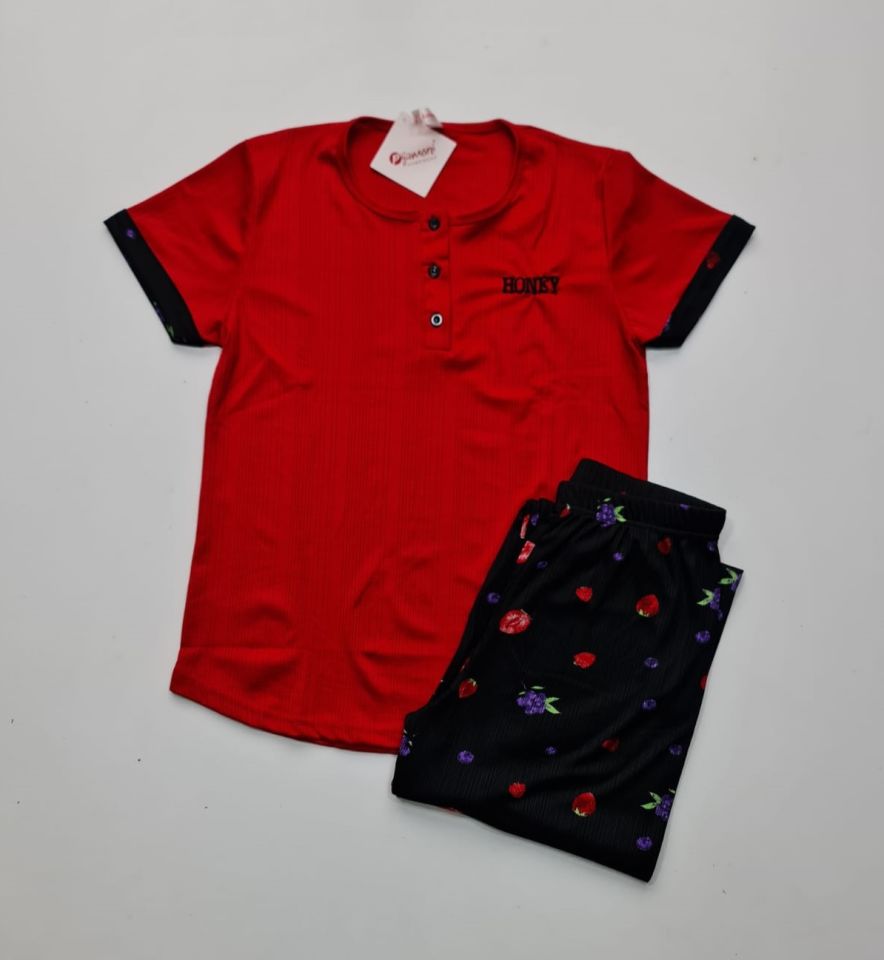 Pijamoni Kısa Kol Yazlık Kadın Pijama Takım