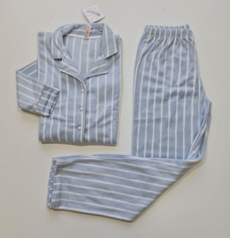 Pijamoni Kadın Önü Komple Düğmeli İnci Welsoft Pijama Takım