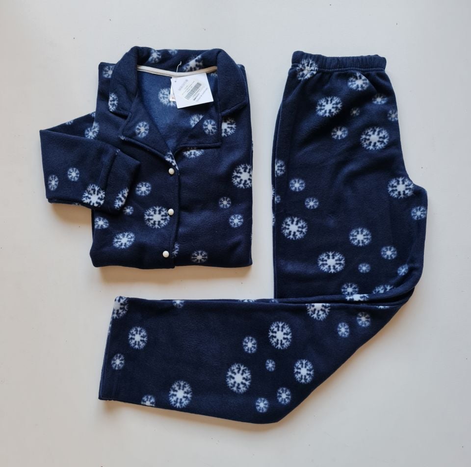 Pijamoni Kadın Önü Komple Düğmeli İnci Welsoft Pijama Takım