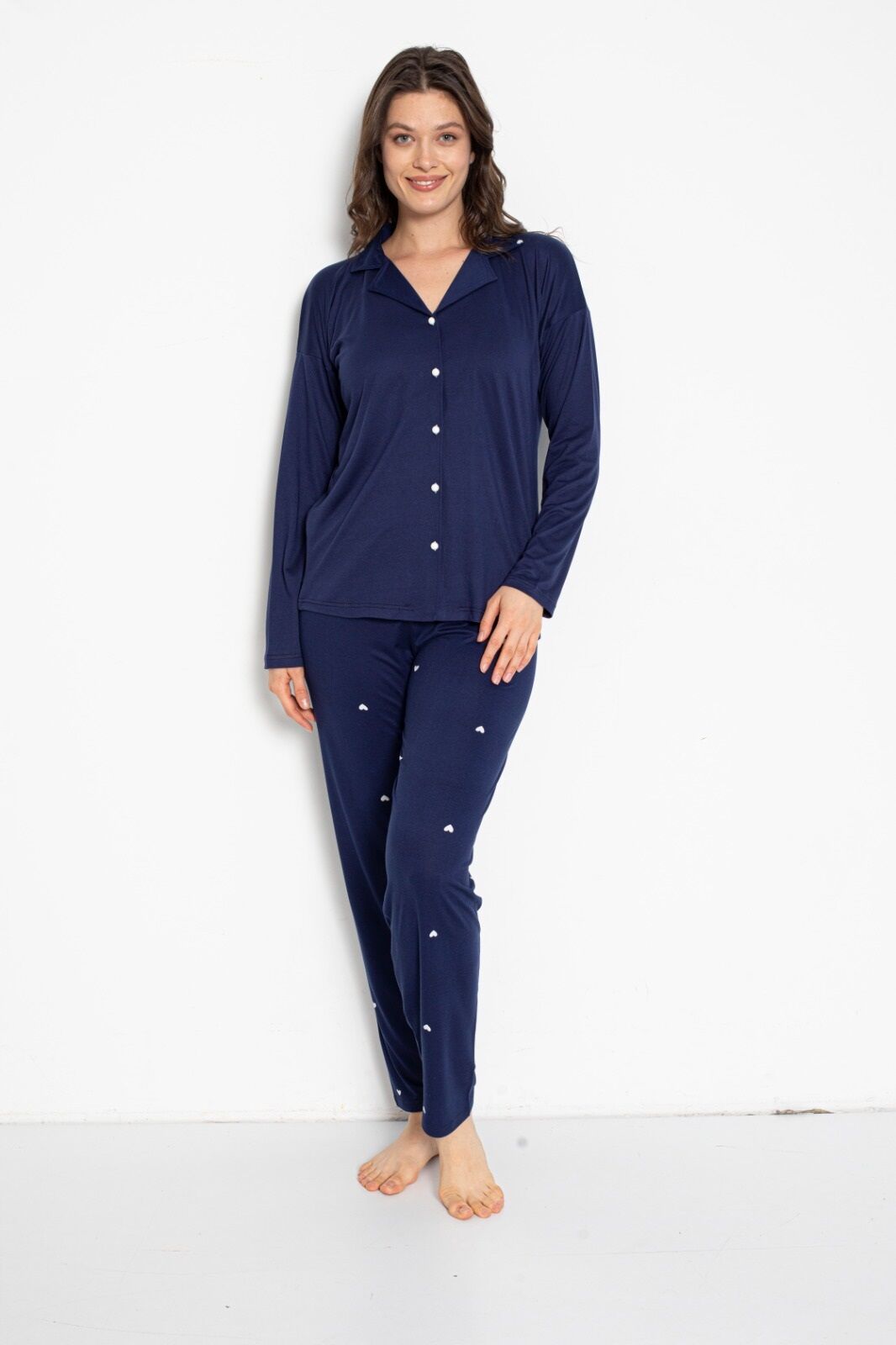 Pijamoni Uzun Kol Yazlık Kadın Pijama Takım
