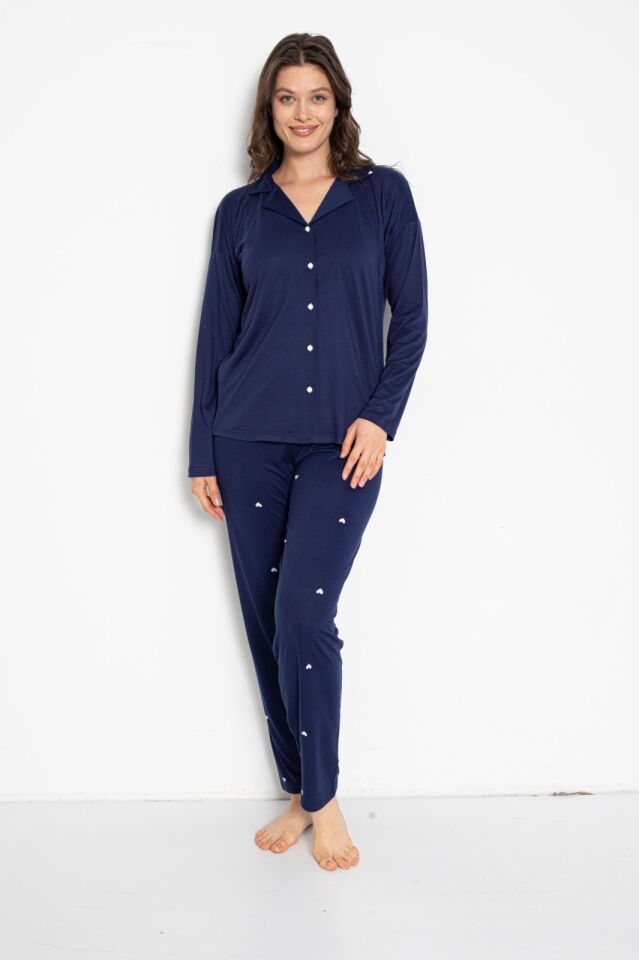Pijamoni Uzun Kol Yazlık Kadın Pijama Takım