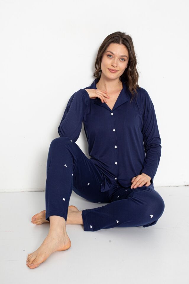 Pijamoni Uzun Kol Yazlık Kadın Pijama Takım