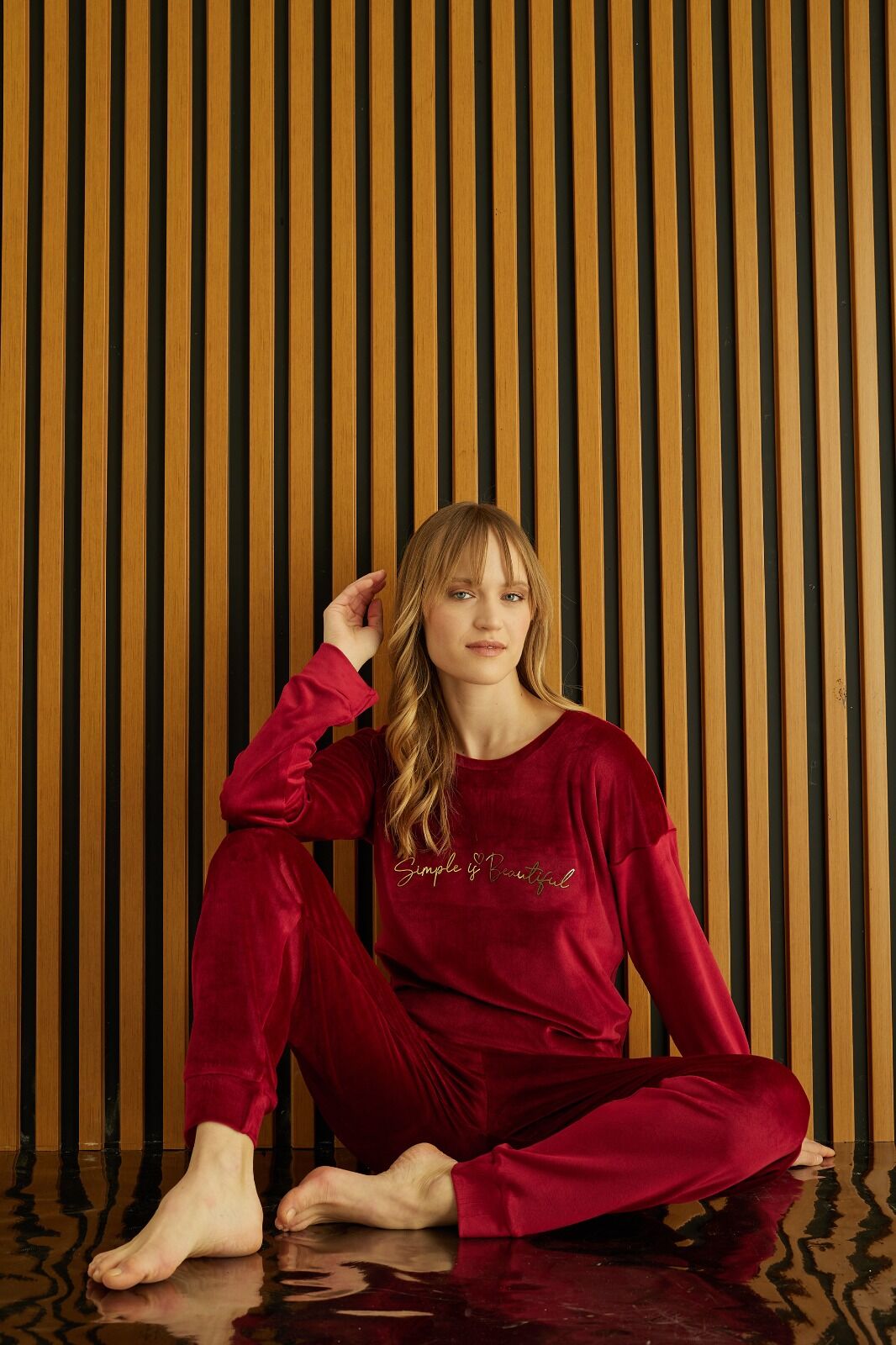 Pijamoni Kadın Kadife Pijama Takım