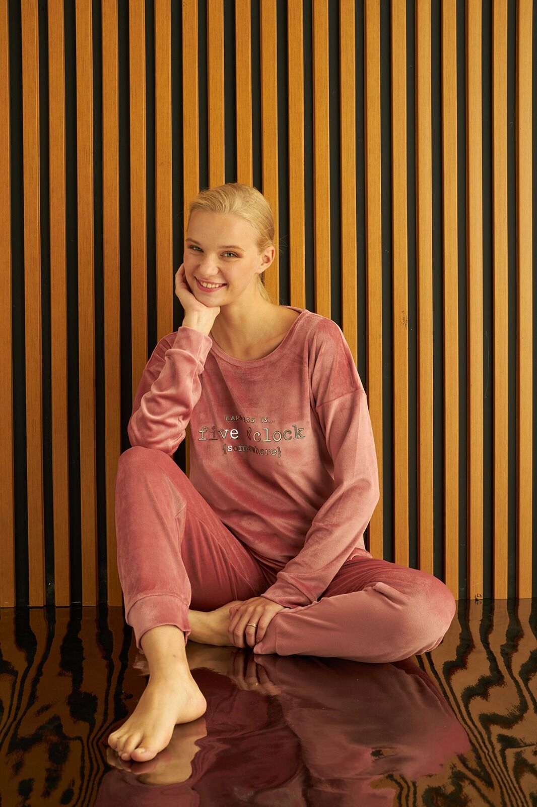 Pijamoni Kadın Kadife Pijama Takım