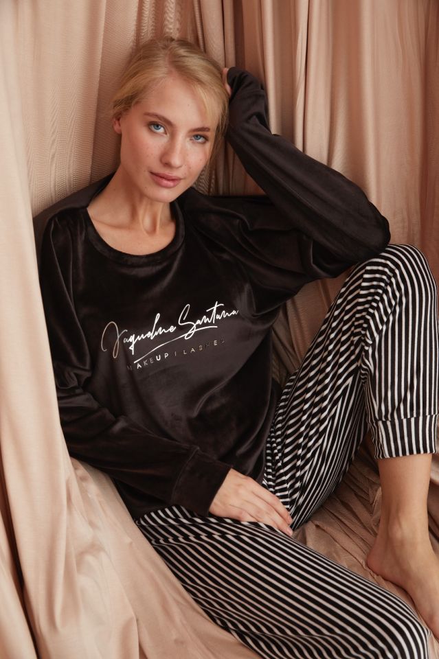 Pijamoni Kadın Kadife Pijama Takım