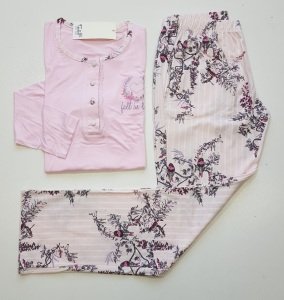 Pijadore Pembe Uzun Kol Yazlık Kadın Pijama Takım