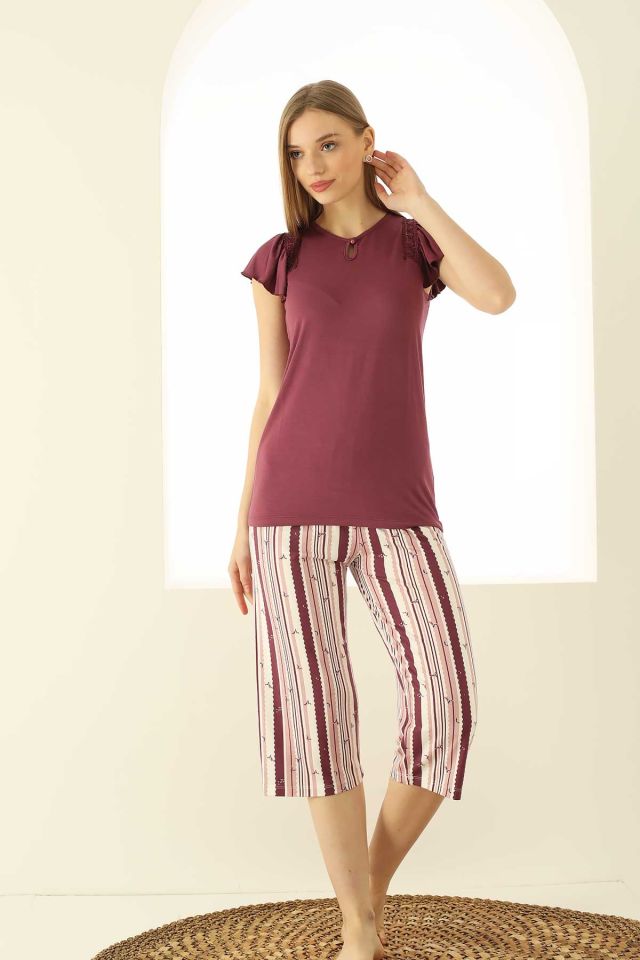 Alimer Kısa Kol Yazlık Kadın Kapri Pijama Takım
