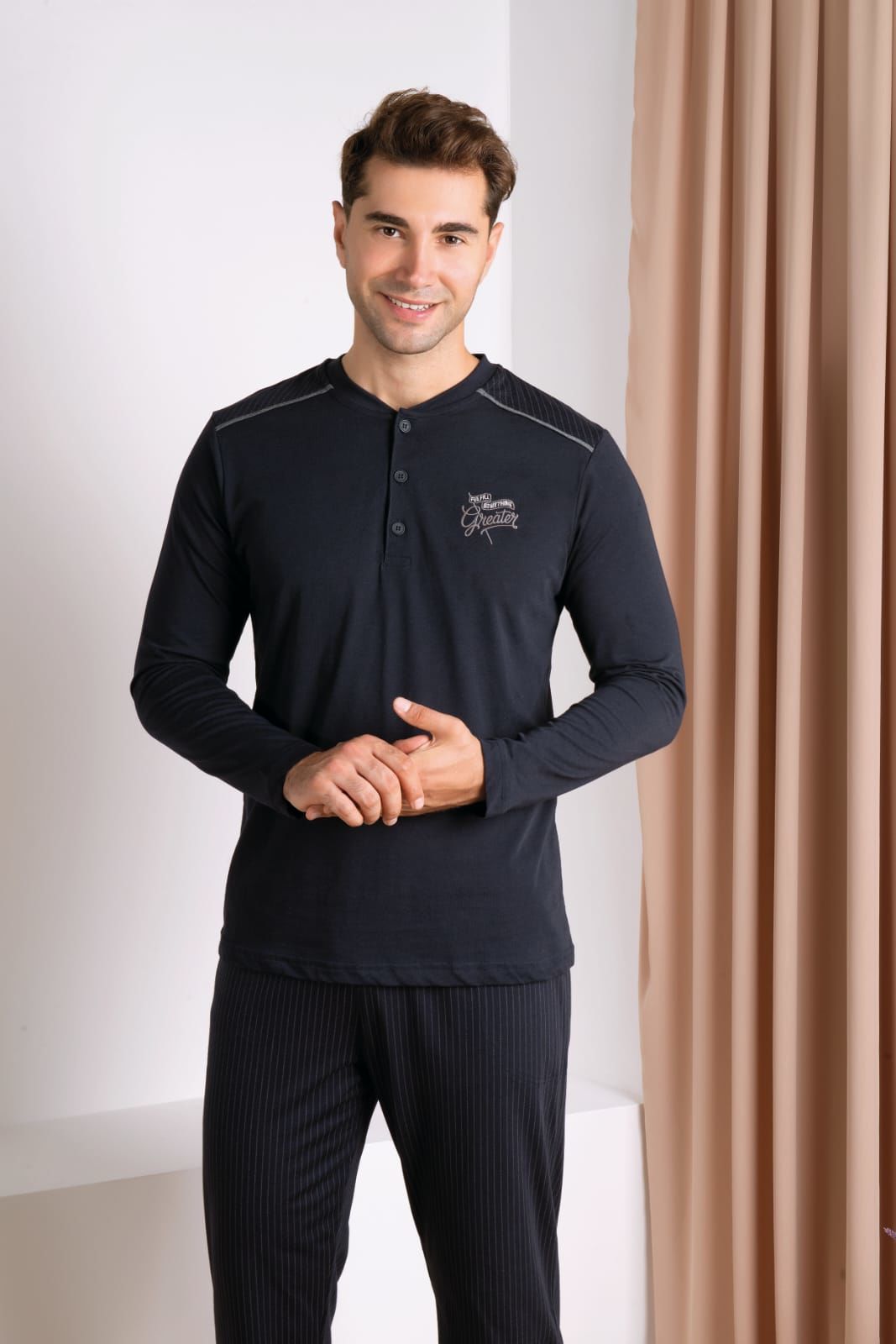 Over Sleep Uzun Kol Yazlık Erkek Pijama Takım