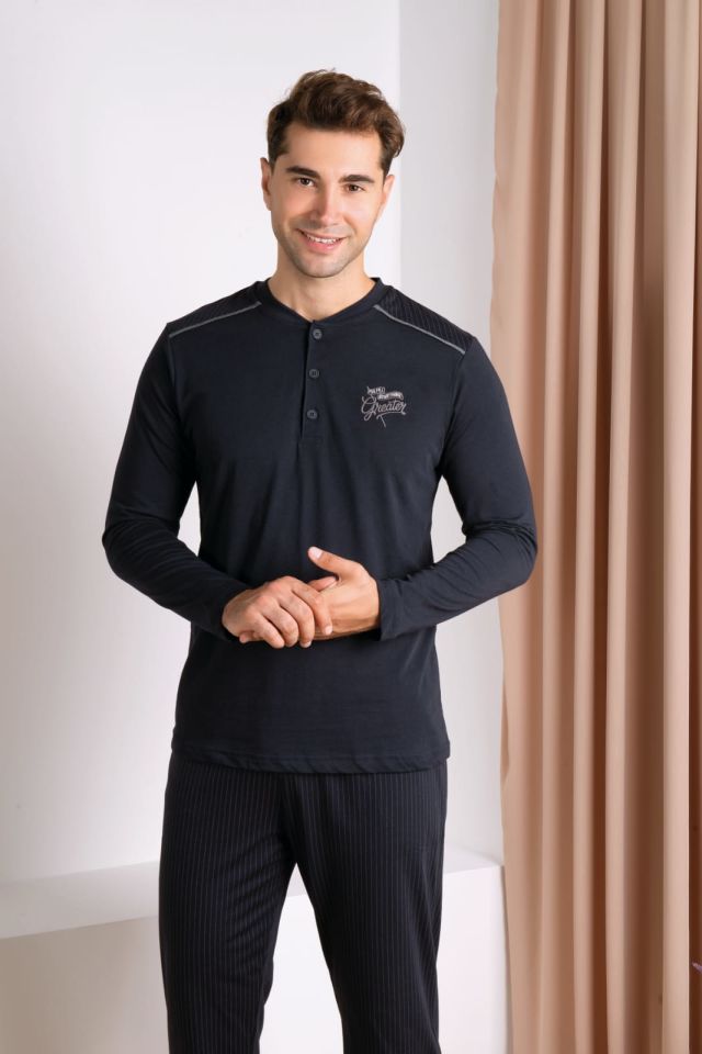 Over Sleep Uzun Kol Yazlık Erkek Pijama Takım