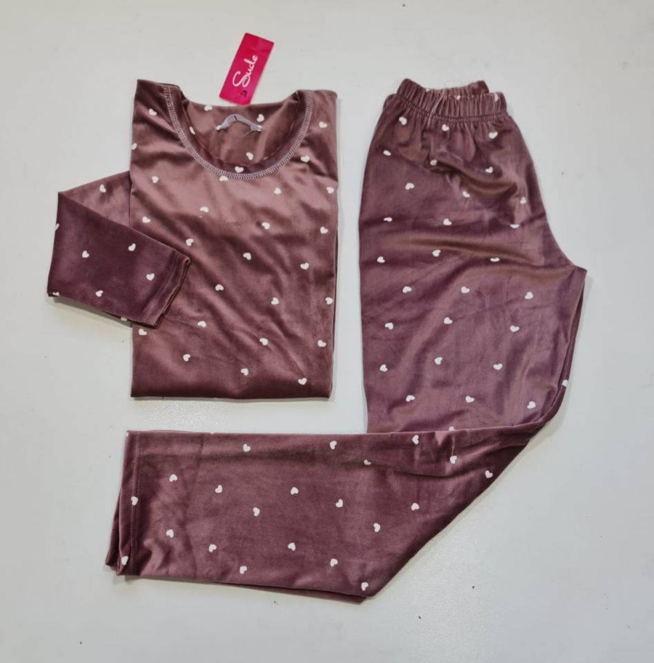 Sude Uzun Kol Kışlık Kadın Kadife Pijama Takım