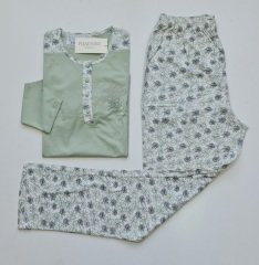 Pijadore Yeşil Uzun Kol Yazlık Kadın Pijama Takım