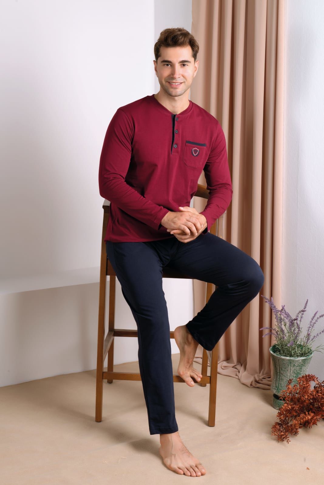 Over Sleep Uzun Kol Yazlık Erkek Pijama Takım