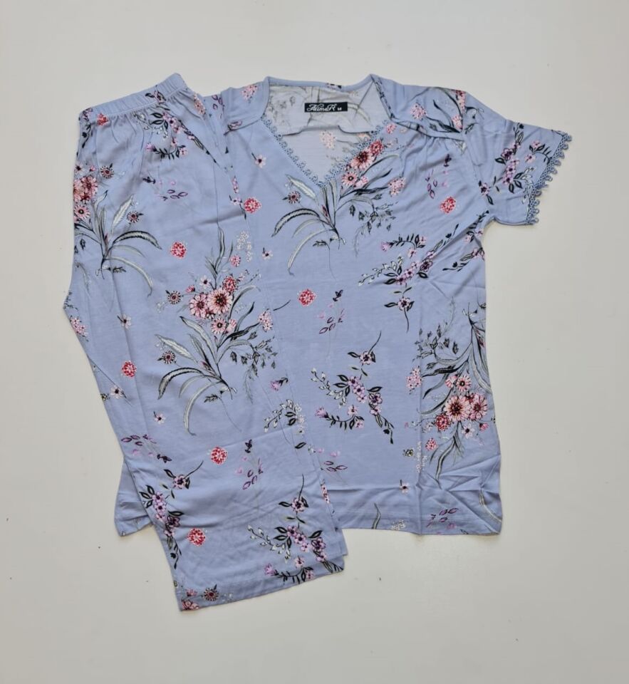 Alimer Battal Kısa Kol Yazlık Kadın Kapri Pijama Takım
