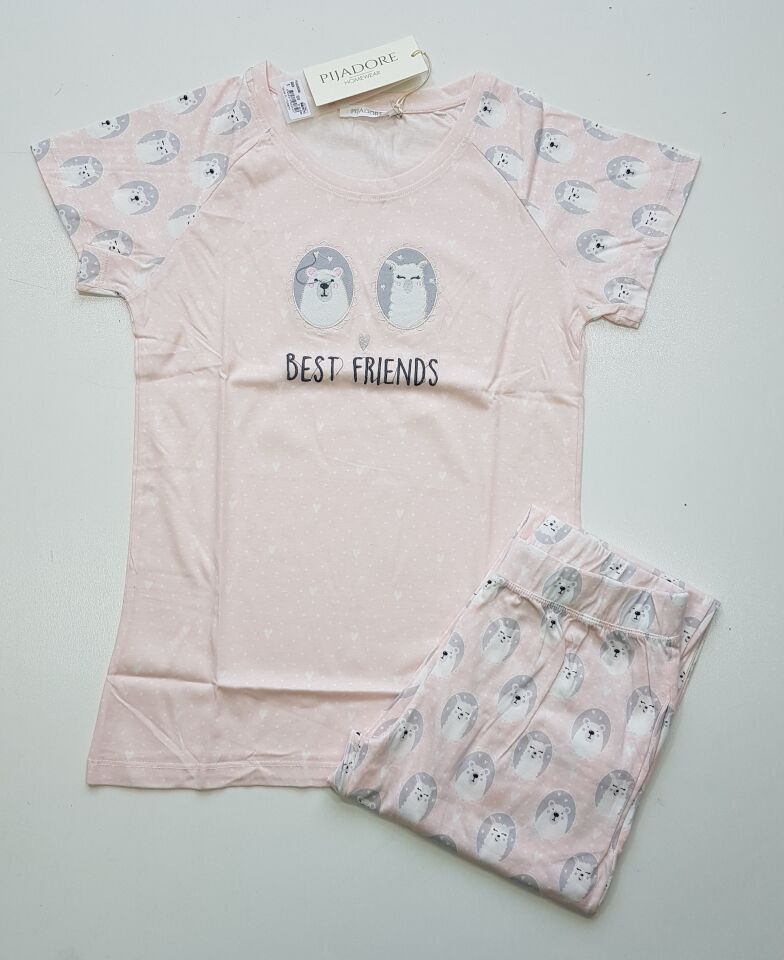 Pijadore Kısa Kol Yazlık Kadın Pijama Takım