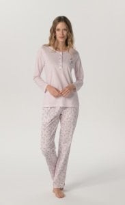 Pijadore Pembe Uzun Kol Yazlık Kadın Pijama Takım