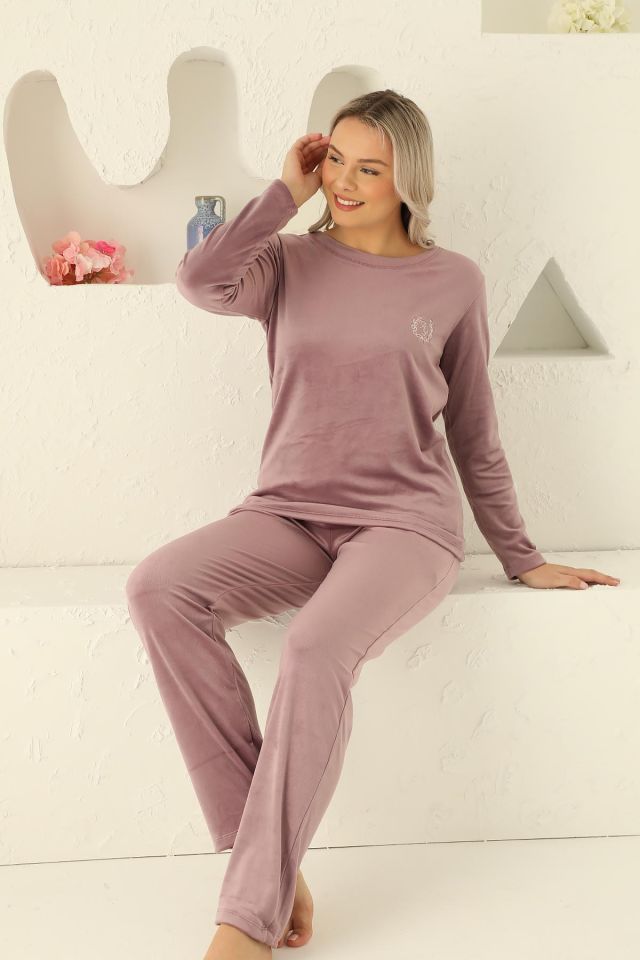 Alimer Lila Kadın Kadife Pijama Takım