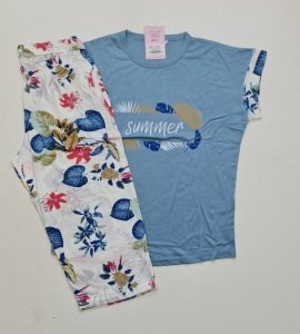 Mihra Kısa Kol Yazlık Kadın Kapri Pijama Takım