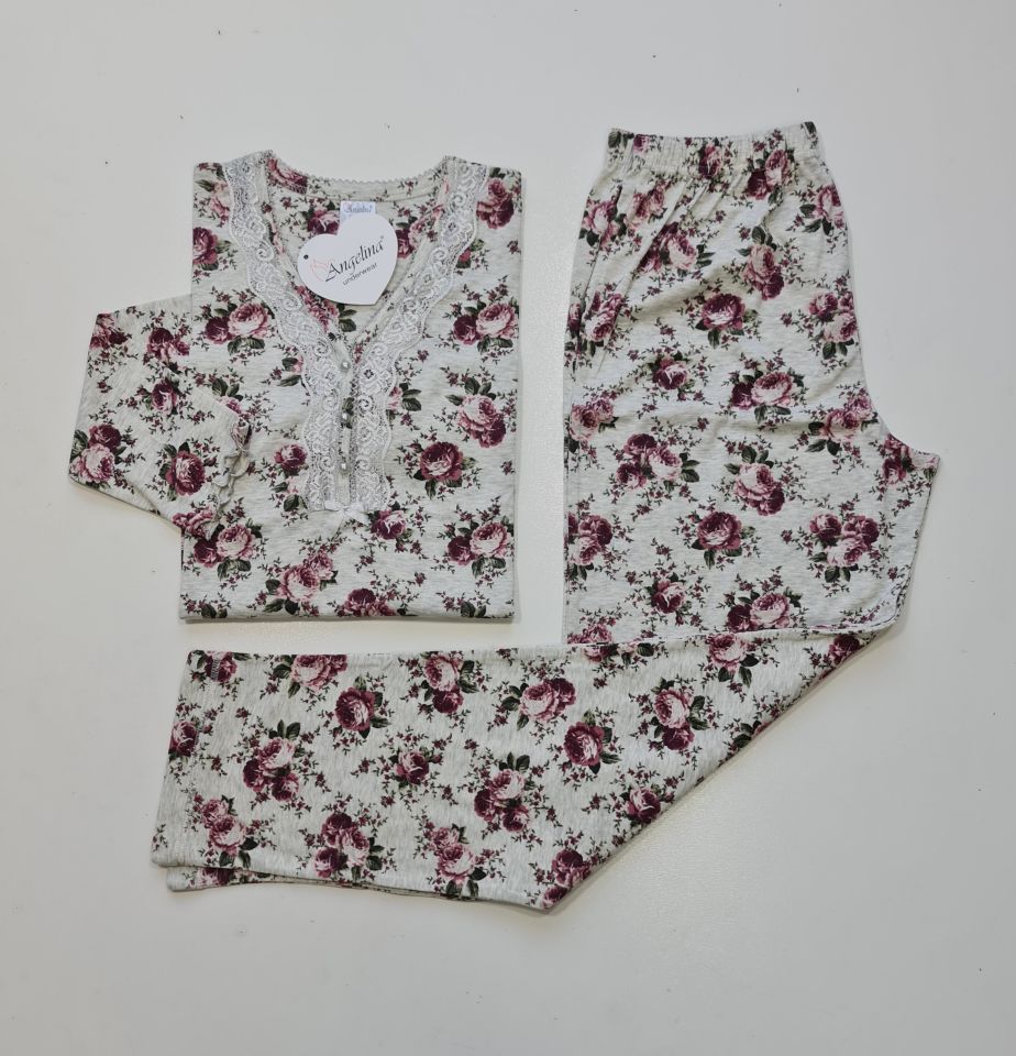 Angelina Uzun Kol Ribana Kadın Kışlık Pijama Takım
