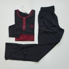Pijadore Uzun Kol Bordo Yazlık Erkek Pijama Takım