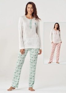 Pijadore Pembe Uzun Kol Yazlık Kadın Pijama Takım