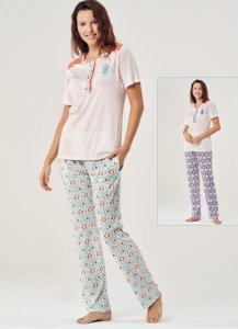 Pijadore Pembe Kısa Kol Yazlık Kadın Pijama Takım