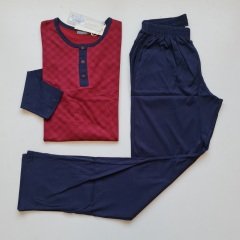 Pijadore Uzun Kol Bordo Yazlık Erkek Pijama Takım