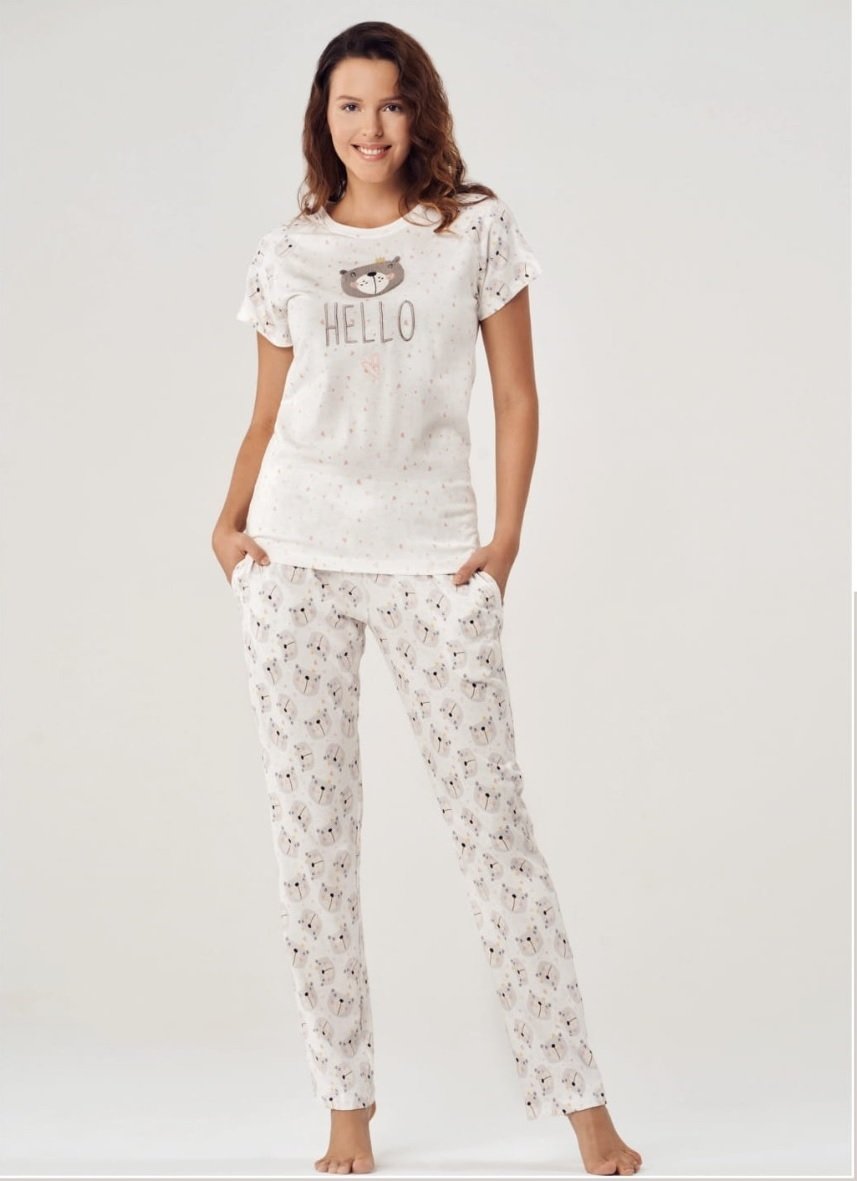 Pijadore Gri Kısa Kol Yazlık Kadın Pijama Takım